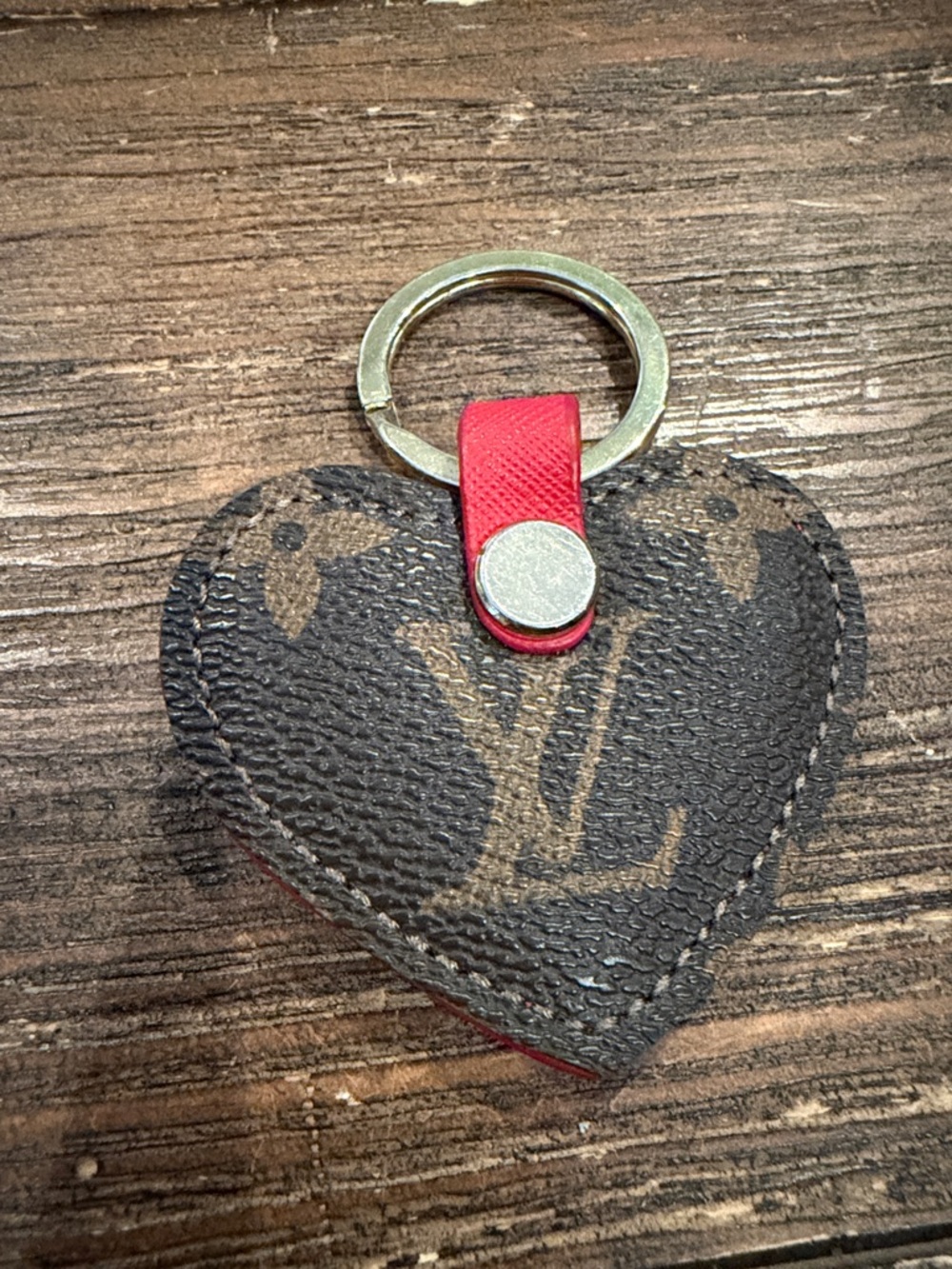 Gorgeous Upcycled Authentic Material Louis Vuitton Heart Keychain